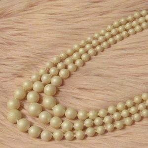 Classic 3 Strand Faux Pearl Necklace